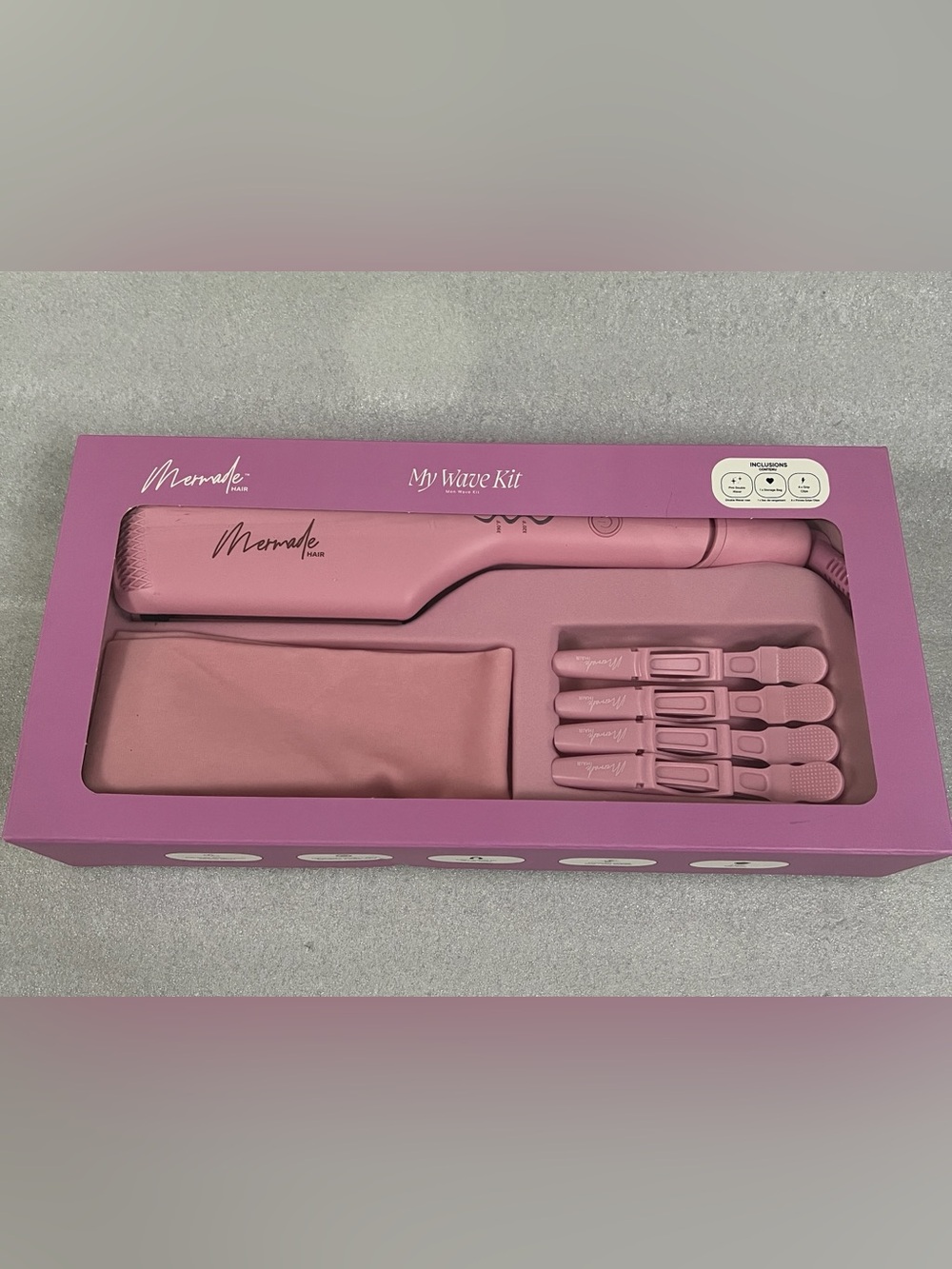 Mermade Hair My Wave Kit Pink Double Waver with Case and Grip clips